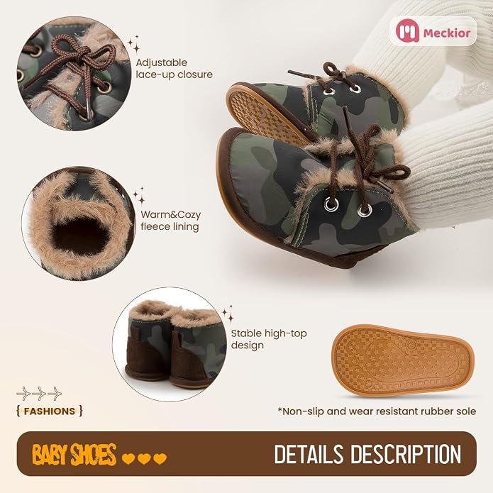 Meckior Baby Booties Newborn Infant Unisex Baby Girls Boys Velvet Rubber - Image 5