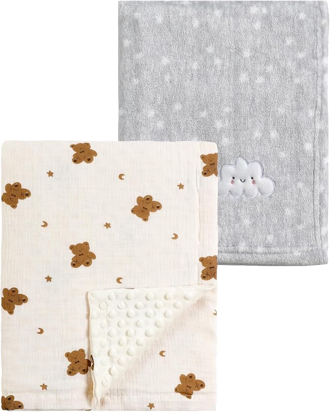 CREVENT 2Pcs 30''X40'' Cute Cozy Fluffy Warm Baby Blankets by CREVENT