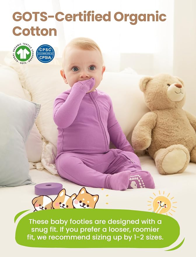 PATPAT Organic Cotton Baby Footie Pajamas - Image 2