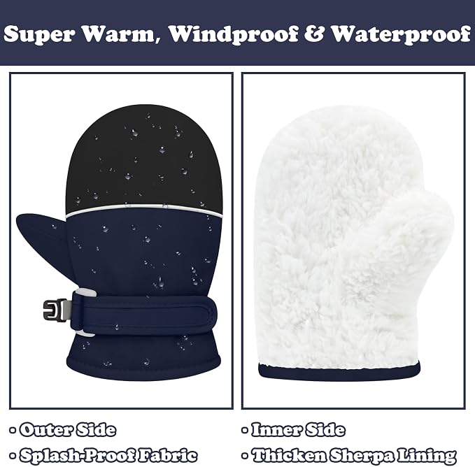 Sarfel Toddler Mittens Waterproof Toddler Gloves Baby Winter Mittens Toddler - Image 2
