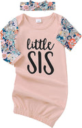 AMAWMW Newborn Baby Girl Little Sister Sleeper Gown Stripe Long Sleeve by AMAWMW