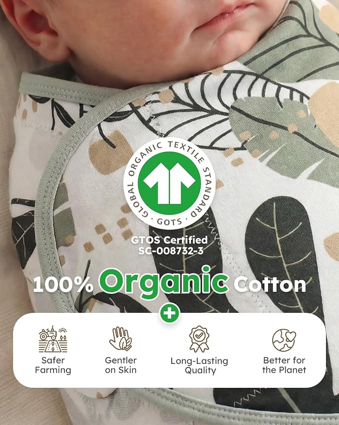 Yoofoss Baby Swaddles for Newborns 100% Organic Cotton, 0-3 Months 2 Zippers - Image 3