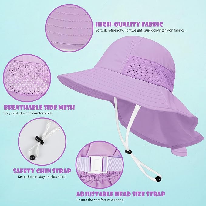 Toddler Baby Sun Hat Kids Summer Beach Essentials Adjustable Beach Hats - Image 3
