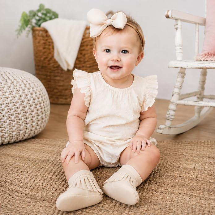 Meckior Baby Girls Cowboy Tassel Boots Side Zipper Moccasins Soft Bottom - Image 2