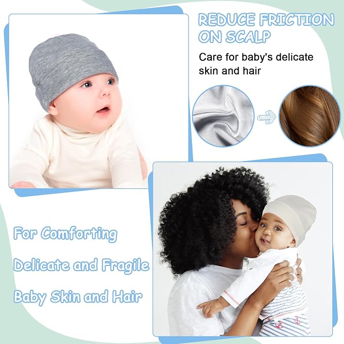 6 Pack Satin Lined Baby Beanie Newborn - Image 5