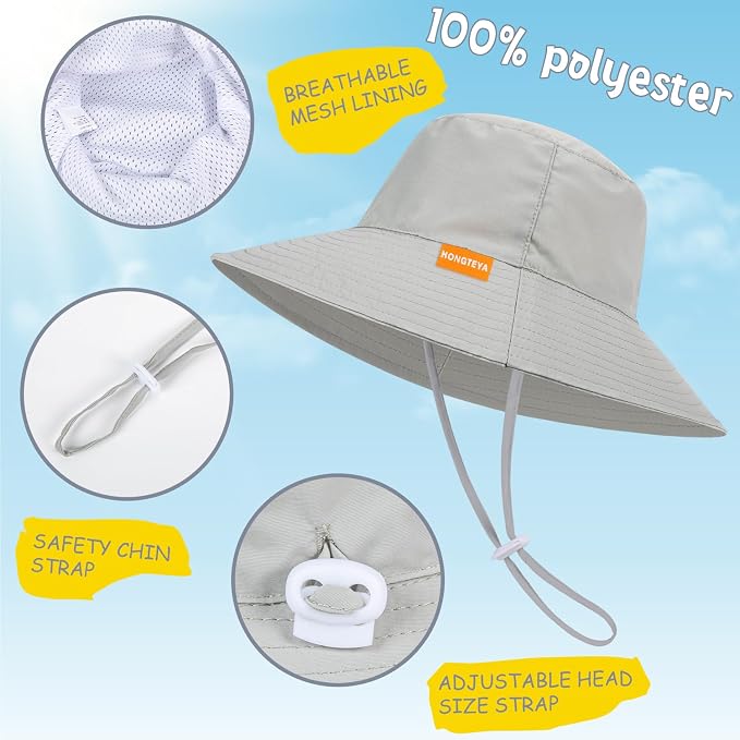 Baby Sun Hat Kids Summer Sun Protection Toddler Bucket Hat Wide Brim Adjustable - Image 4