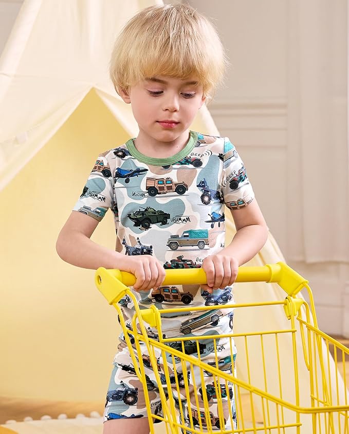 babee Reshinee Bamboo Viscose Toddler Boys Pajamas Set, Short Sleeve Kids - Image 7