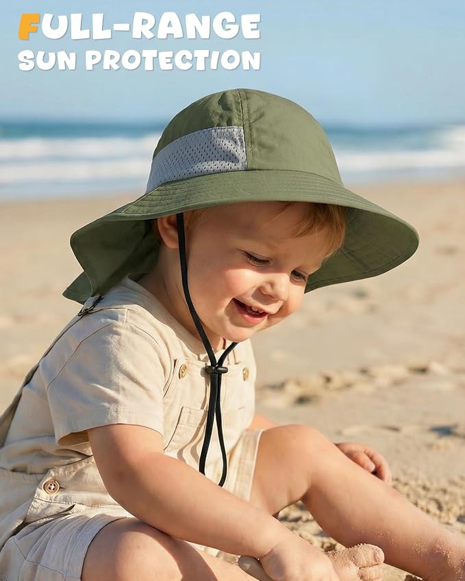 Toddler Baby Sun Hat Kids Summer Beach Essentials Adjustable Beach Hats - Image 4