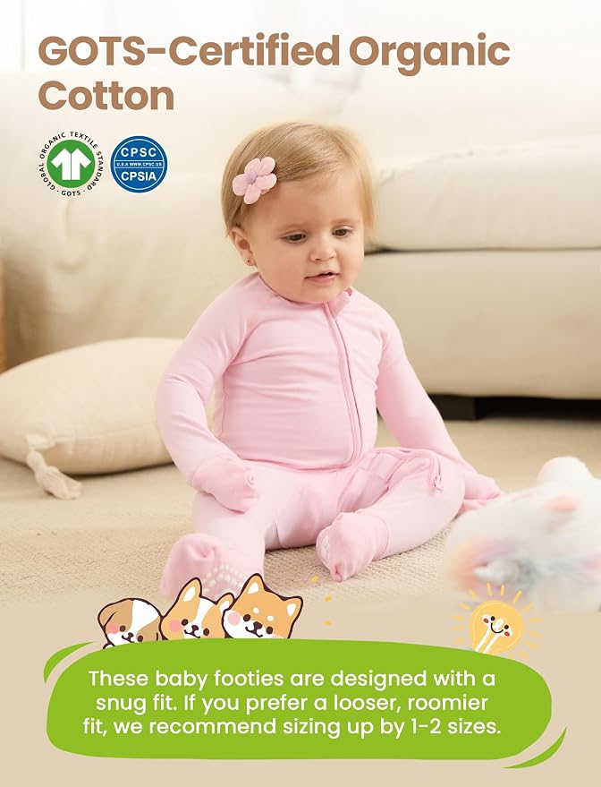 PATPAT Organic Cotton Baby Footie Pajamas - Image 2