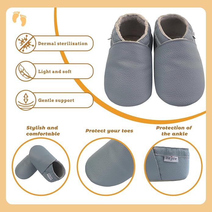 Mejale Baby Infant Toddler Shoes Slip-on Soft Sole Leather Moccasins Pre-Walkers - Image 4