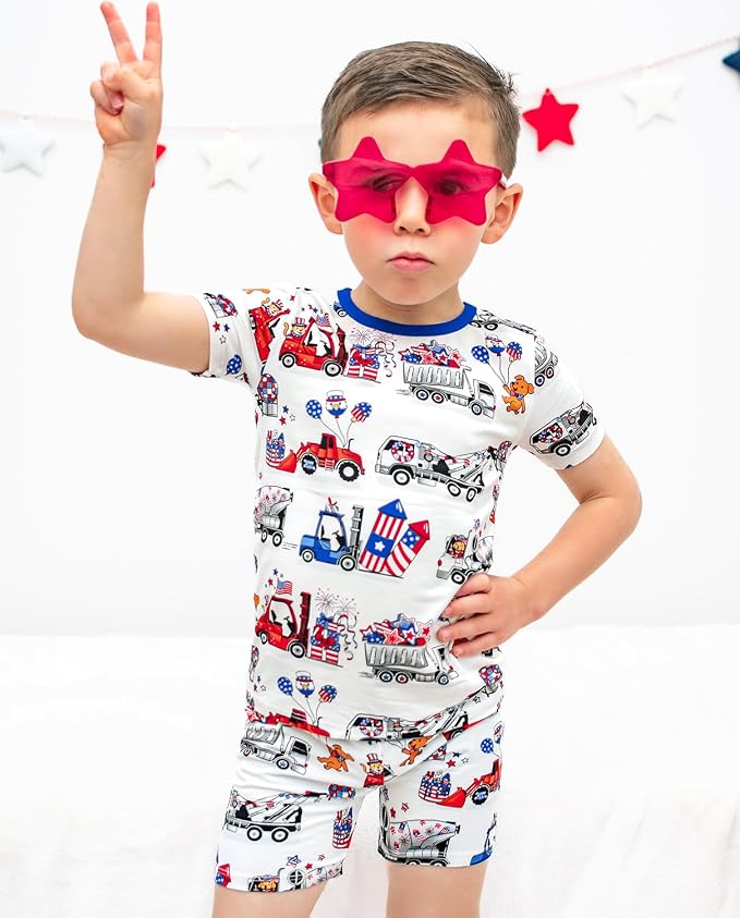 babee Reshinee Bamboo Viscose Toddler Boys Pajamas Set, Short Sleeve Kids - Image 4