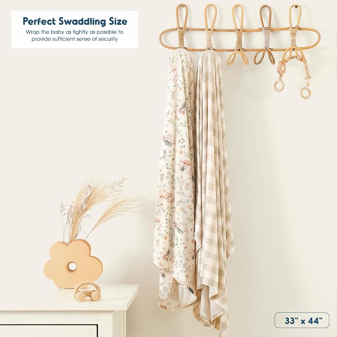 2-Pack Ultra Soft Stretchy Jersey Knit Baby Swaddle Blankets, 33x44 | Snug - Image 2