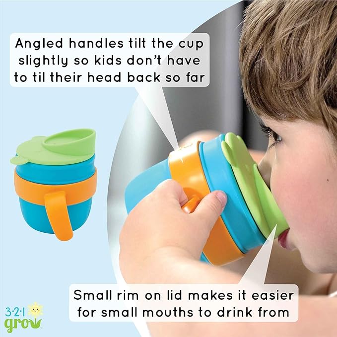 Easy Learn Drink and Snack Set – Baby + Toddler Silicone Learning Cup & Snack Set, Training Cup for Straw and Open Cup Independence – Dishwasher Safe (Midnight)
