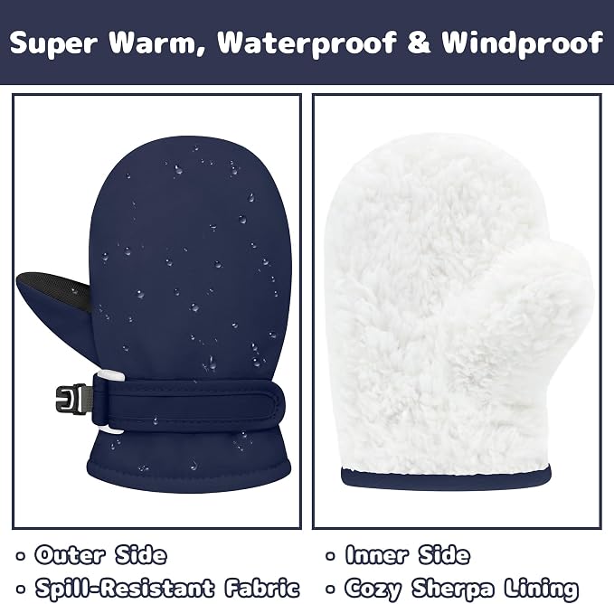 Olreco Baby Toddler Mittens Waterproof Infant Baby Winter Mittens Toddler Snow - Image 2