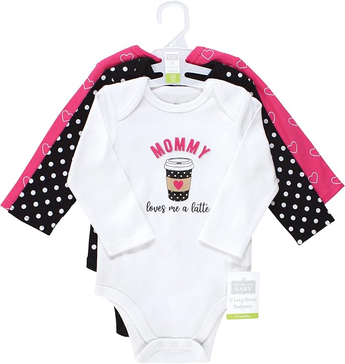 Hudson Baby Baby Girls' Cotton Long-sleeve Bodysuits 3-pack - Image 2