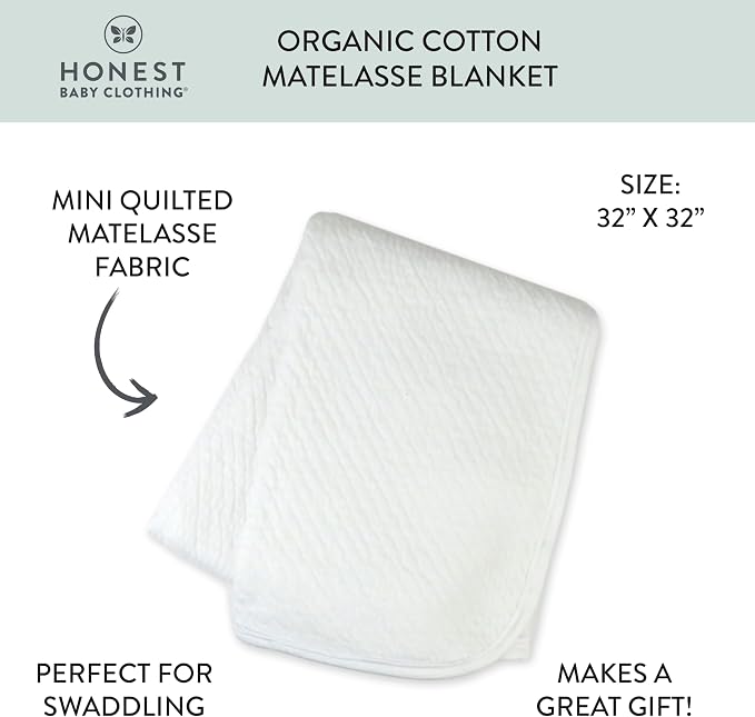 HonestBaby Matelasse Reversible Receiving Blanket 100% Organic Cotton - Image 3