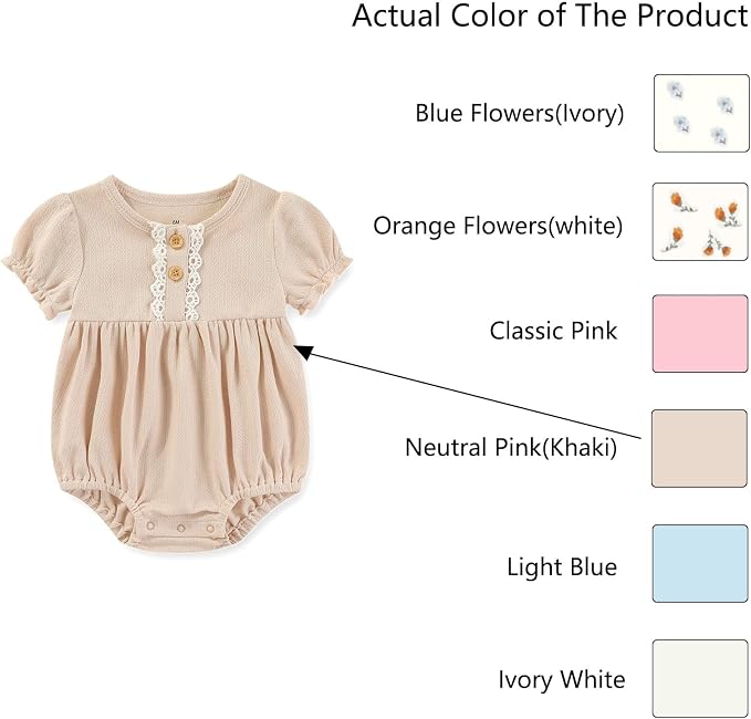 Ruliby Baby Girls Clothes Cotton Bubble Romper Summer Newborn Outfits | - Image 2