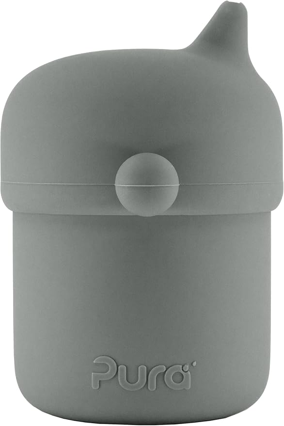 Pura my-my Silicone Sippy Cup 5oz/150ml - Training Cup, Reusable, Platinum Food Grade Medical Grade, Spill Proof Cups for Kids, Toddlers, Babies & Infants (Slate)