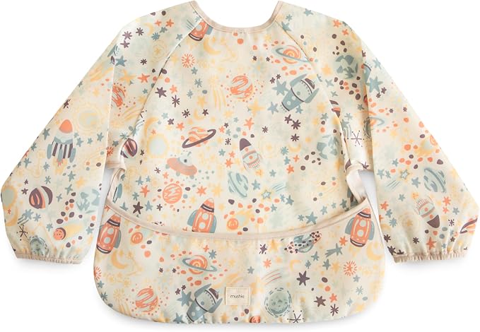 mushie Long Sleeve Baby Bib | Water Resistant Adjustable Fit | Ages 6-24 Months by mushie