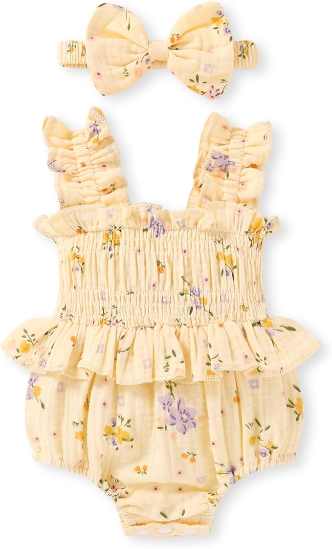 YOUNGER TREE Baby girl Romper Infant Summer Clothes Ruffle Sleeveless One Piece by YOUNGERTREE