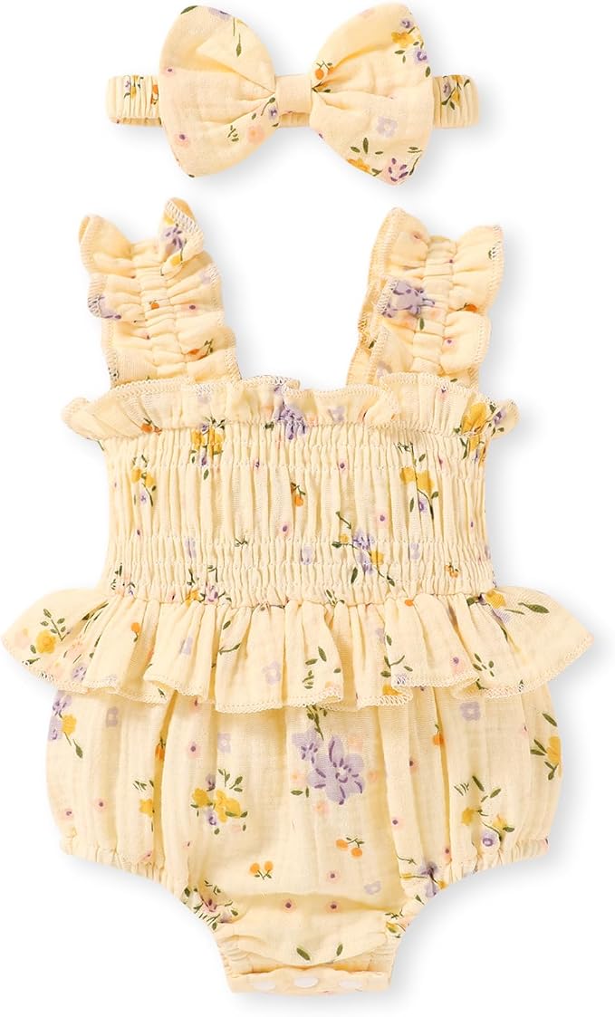 YOUNGER TREE Baby girl Romper Infant Summer Clothes Ruffle Sleeveless One Piece by YOUNGERTREE