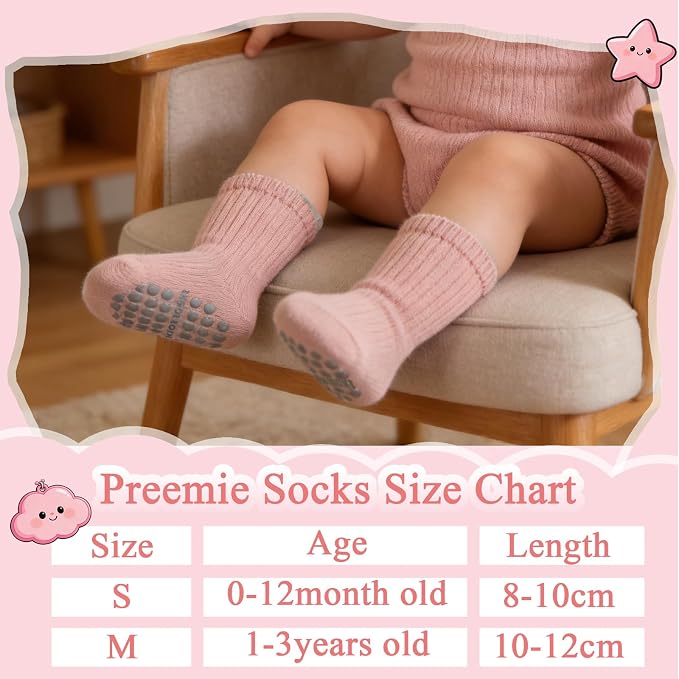 8 Pairs Baby Toddler Socks Non-Slip Grip Socks - Image 3