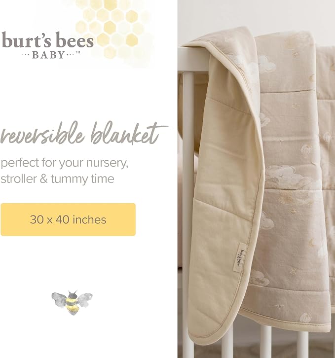 Burt's Bees Baby Organic Cotton Infant Reversible Blanket, Nursery Bedding | - Image 4