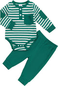 fhutpw Baby Boy Clothes 3 6 12 18 Months Ribbed Knitted Long Sleeve Romper and Pants Sets Newborn Fall Splicing Color Outfits