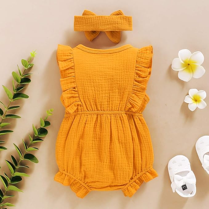 YOUNGER TREE Toddler Baby Girl Ruffled Sleeveless Romper Casual Summer Jumpsuit - Image 3