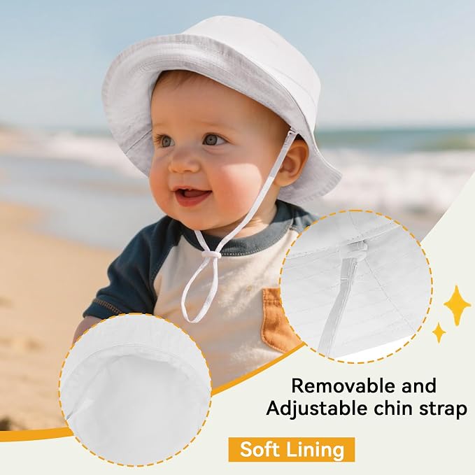 Durio UPF 50+ Baby Sun Hat Wide Brim Toddler Bucket Hats - Image 4