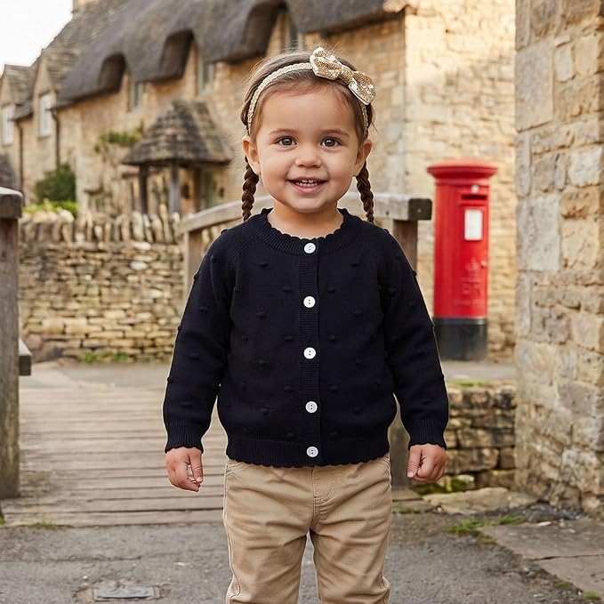 BULINGNA Toddler Baby Girl Cardigan Sweater Long Sleeve Button Down Knit - Image 5