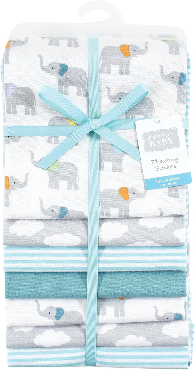 Little Treasure Hudson Baby Cotton Poly Flannel Receiving Blankets Multipack - Image 2
