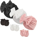 BQUBO Newborn Girls Hats Baby Hat and Mittens Set Infant Caps Bow Hospital by DRESHOW