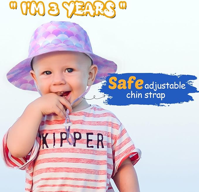 Baby Sun Hat Kids Summer Sun Protection Toddler Bucket Hat Wide Brim Adjustable - Image 4