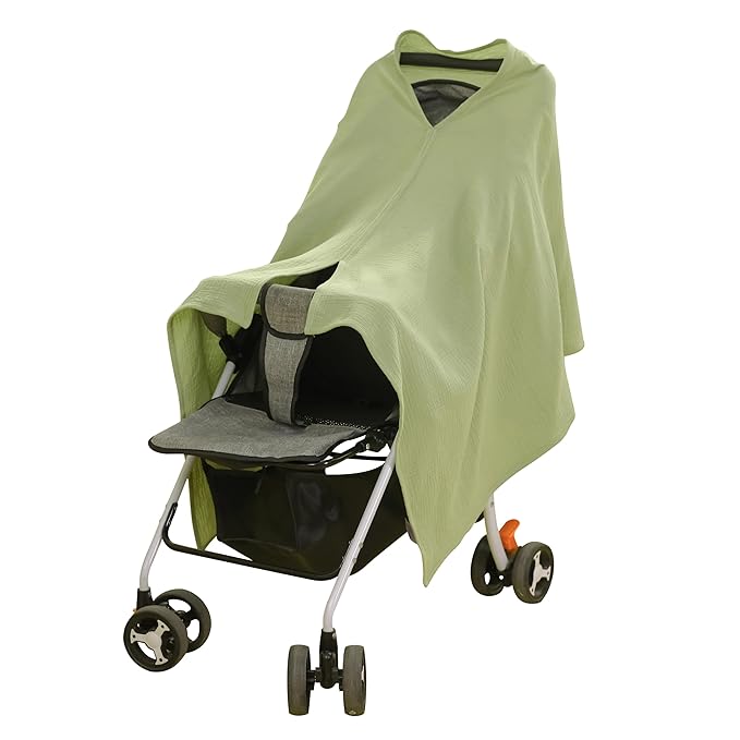 2-Pack Nursing Covers for Breastfeeding, 100% Organic Cotton Muslin Breastfeeding Cover, Multi-Use Nursing Scarf, Car Seat Canopy, Stroller Cover, Soft Breathable Baby Blanket Green