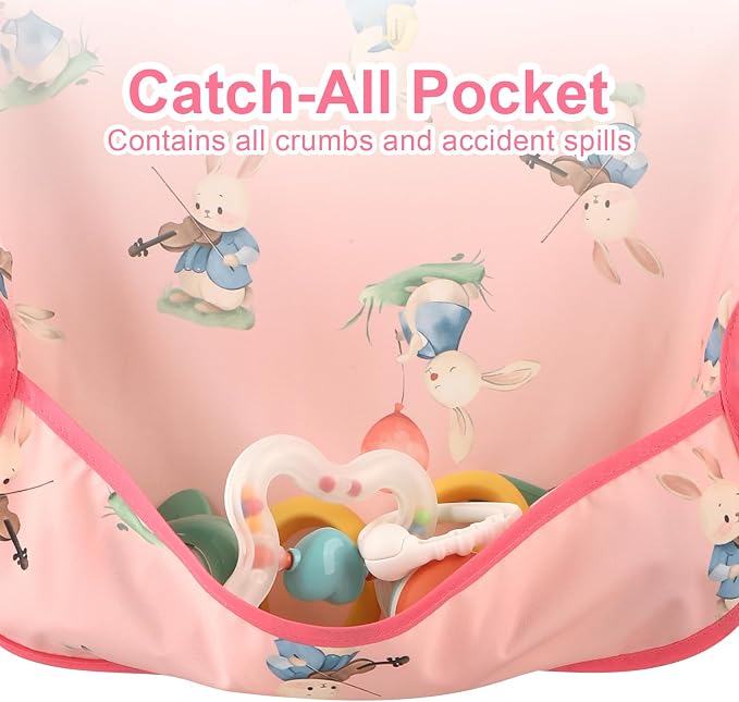 Accmor 4 Pack Long Sleeve Bibs, Baby Smock Waterproof Full Sleeved Bib - Image 4
