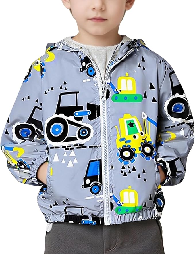 FYMNSI Toddler Baby Boys Girls Hooded Jacket Windbreaker Lightweight Dinosaur - Image 2
