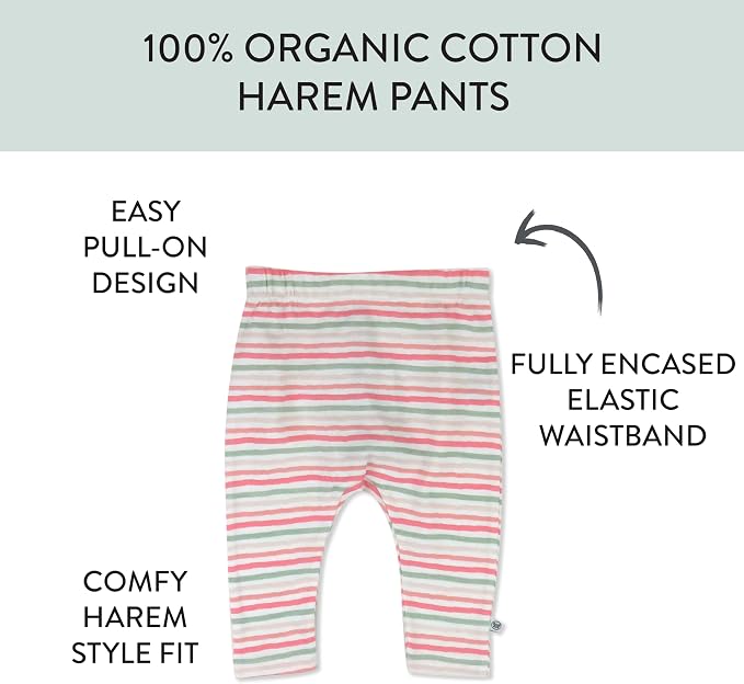 HonestBaby Unisex-Baby Multipack Harem Pants Roomy Fit Pull on Bottoms 100% - Image 2