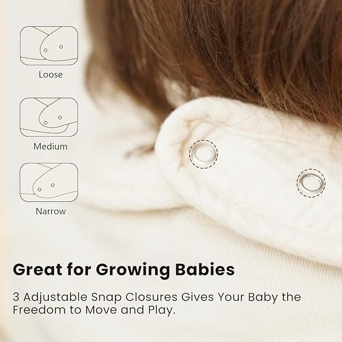 Konssy 8-Pack Muslin Baby Bibs, Adjustable Fit - Image 4