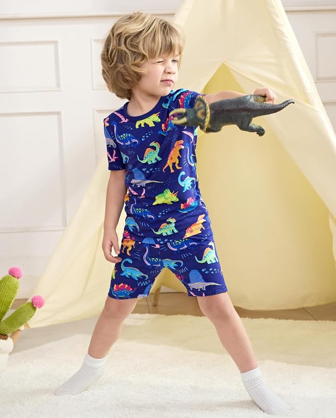 babee Reshinee Bamboo Viscose Toddler Boys Pajamas Set, Short Sleeve Kids - Image 3