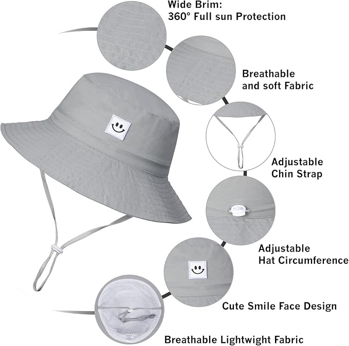 Baby Sun Hat Smile Face UPF 50+ Toddler Bucket Hat - Image 5