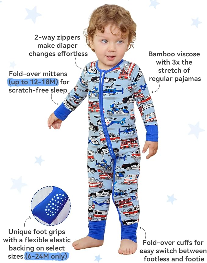 babee Reshinee Bamboo Viscose Baby Footie Pajama, Zipper Sleeper Boys Girls - Image 3