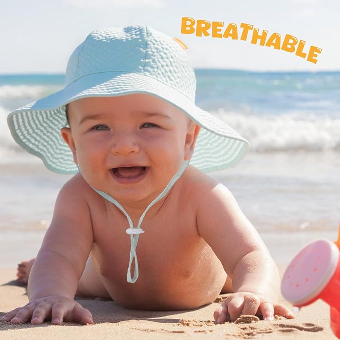 HONGTEYA Baby Sun Hat Wide Brim Adjustable Toddler Beach Bucket Hat | Soft - Image 2
