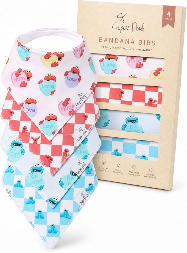 Copper Pearl Baby Bibs 4 Pack, Printed Bandana Drool Bibs by CopperPearl