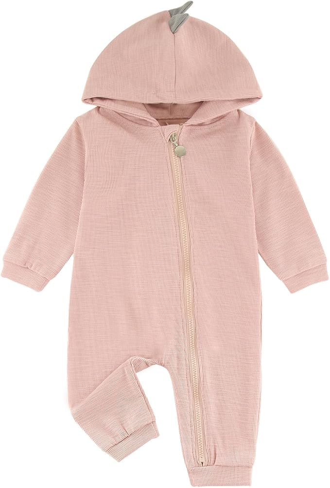 Baby Jumpsuit Hoodie Romper Zipper Long Sleeve One Piece Outfits Warm Clothes by GLEAMINGGRAIN