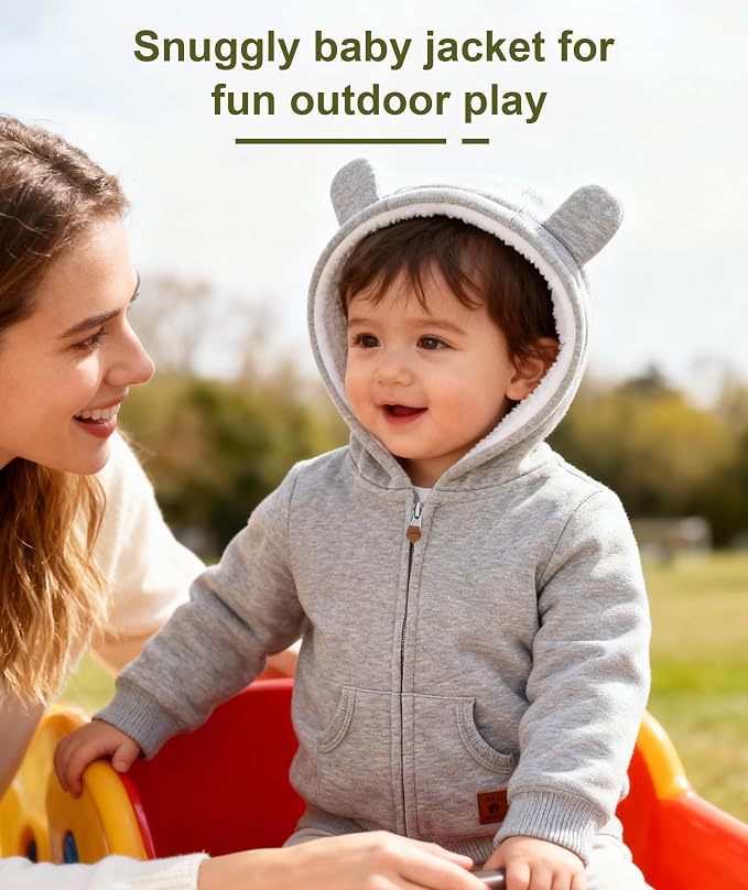 Hikido Baby Girls Boys Warm Adorable Hooded Zip Coat - Image 5