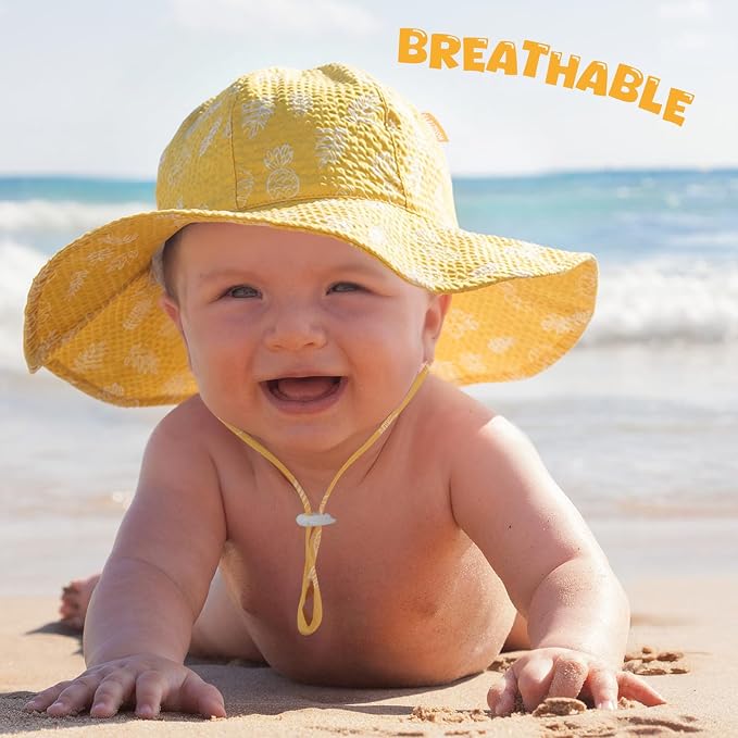 HONGTEYA Baby Sun Hat Wide Brim Adjustable Toddler Beach Bucket Hat | Soft - Image 2