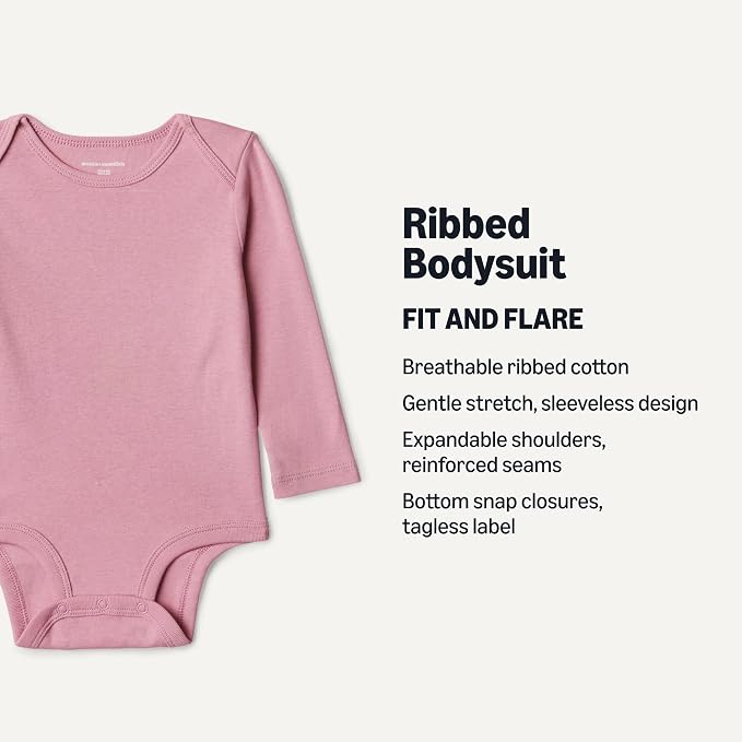 Amazon Essentials Unisex Babies' Long-Sleeve Cotton Bodysuits - Image 2
