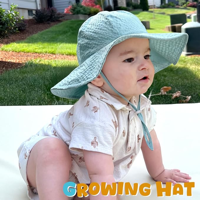 HONGTEYA Baby Sun Hat Wide Brim Adjustable Toddler Beach Bucket Hat | Soft - Image 6