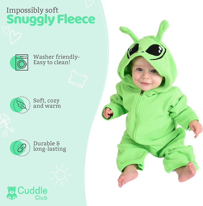 Cuddle Club Fleece Baby Bunting Bodysuit Hoodie, Newborn - Image 2